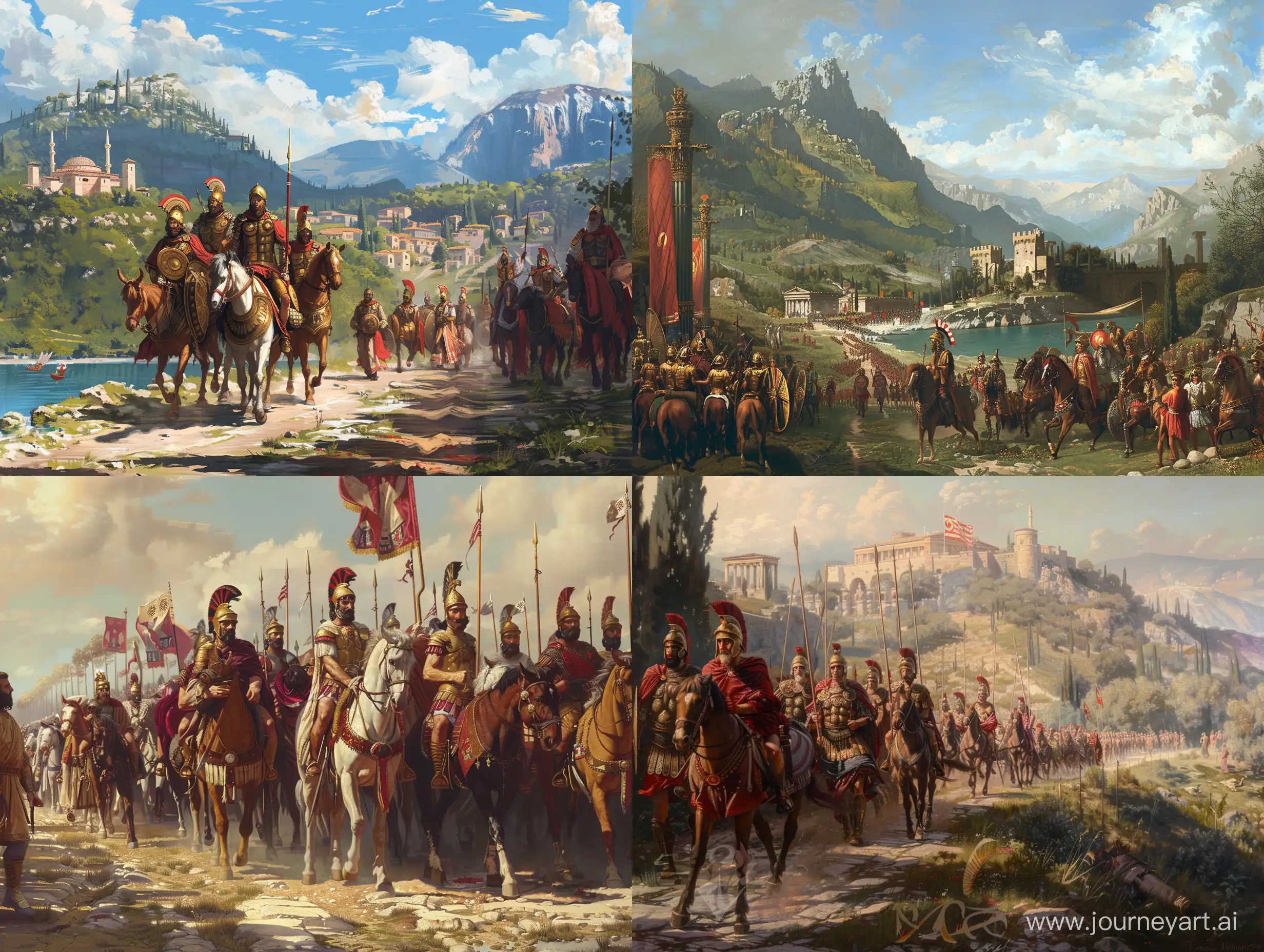 Greeks colonising Anatolia.
Renaissance style, renaissance painting, 4k, very detailed. Medieval.