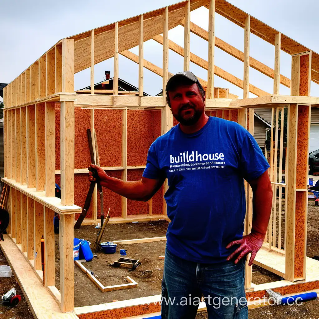 изображение этого мужчины где он помогает строить дом для нуждающихся. 
