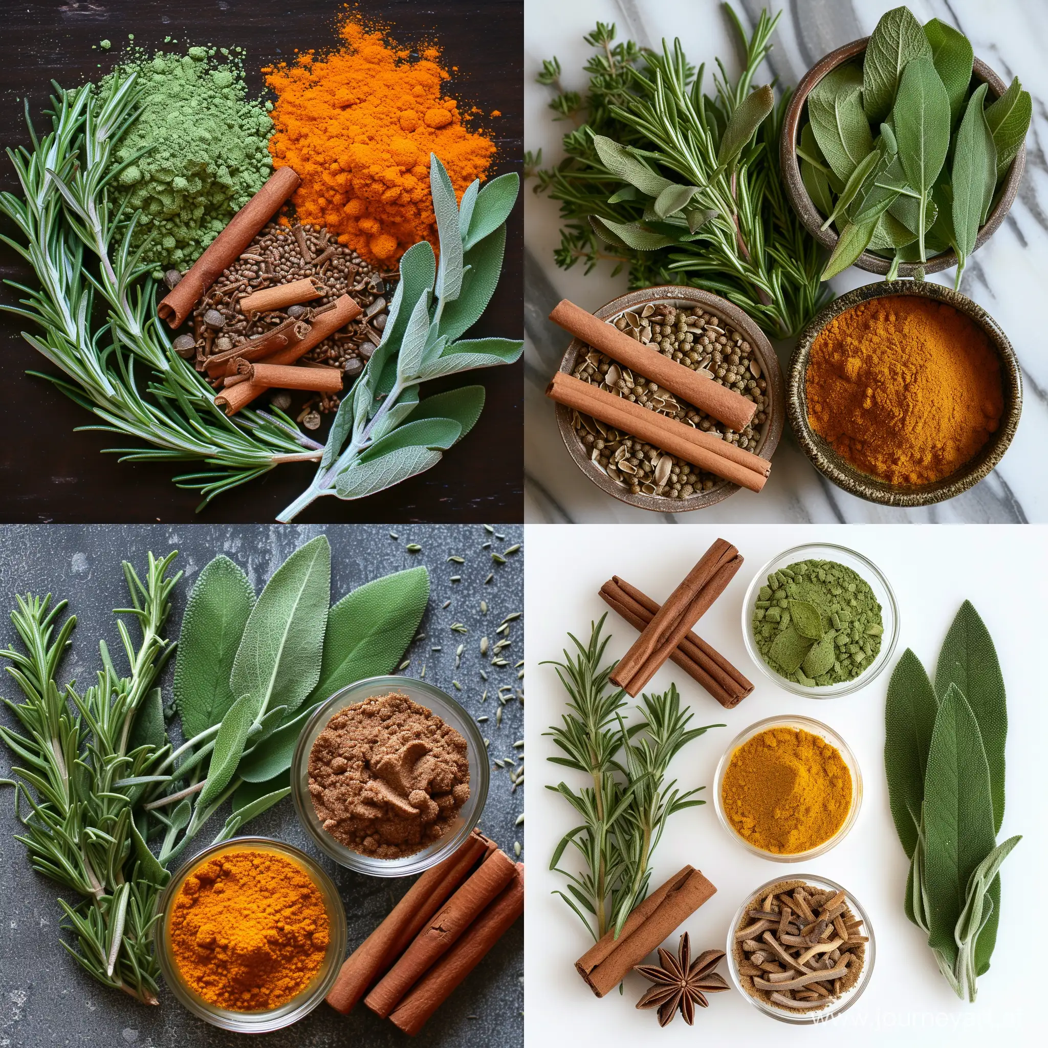 Exquisite-Display-of-Culinary-Spices-Moringa-Rosemary-Curry-Powder-Cinnamon-and-Sage