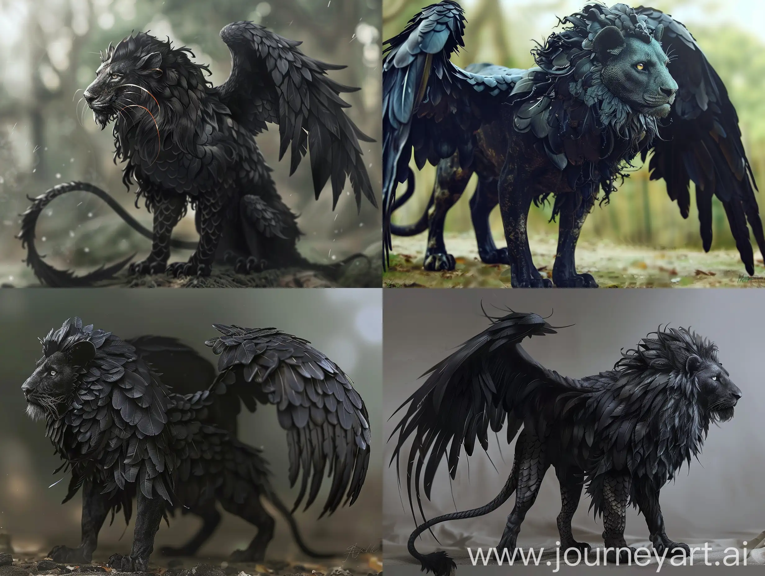 Majestic-Black-Winged-Lion-Covered-in-Scales