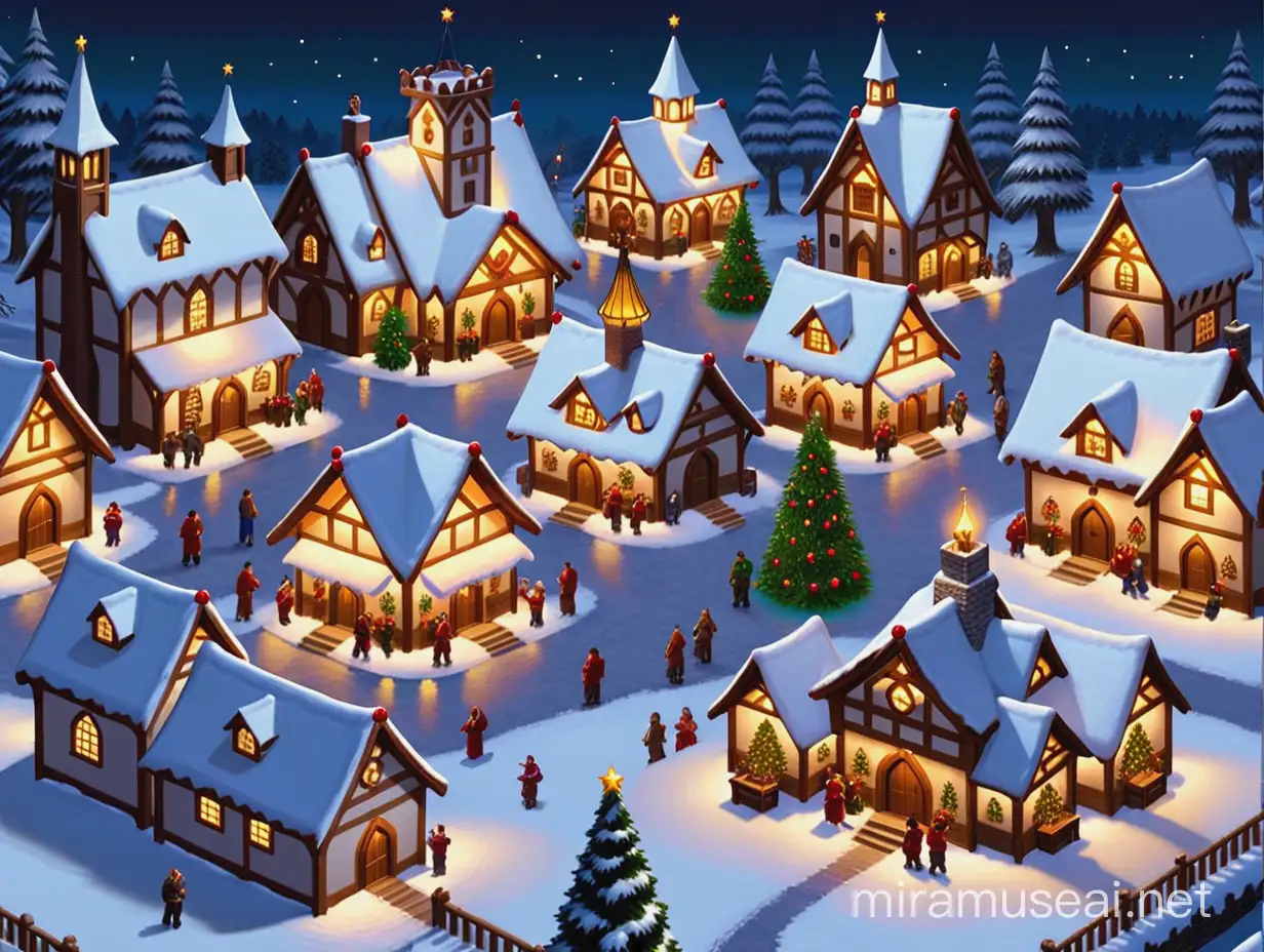 Festive Christmas Village Scene in Ultima Online