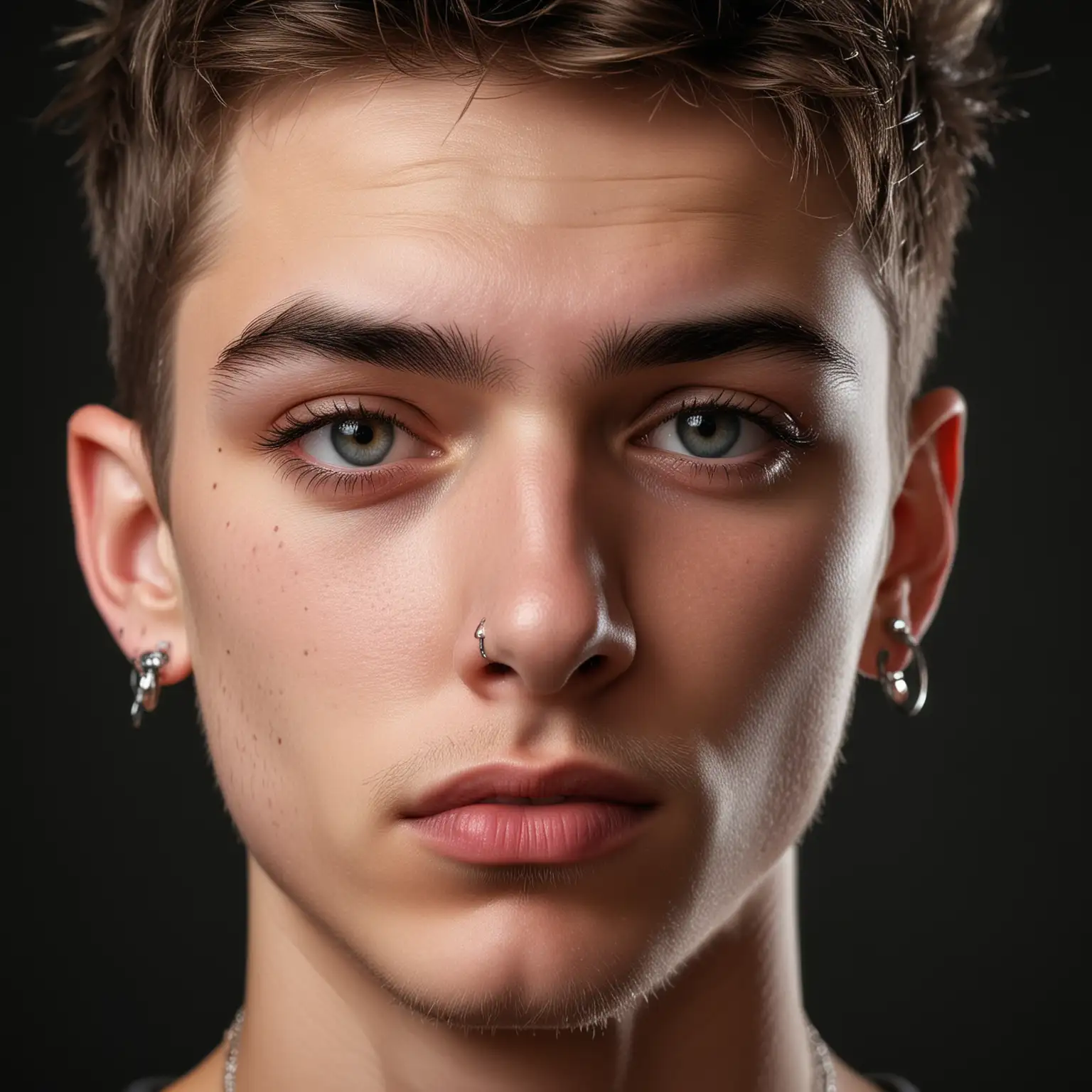 Handsome Boy with Piercings CloseUp Stylized Digital Illustration