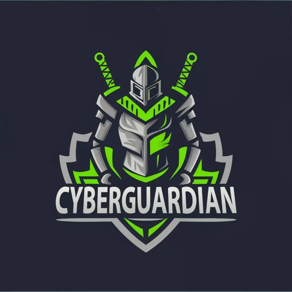 logo, Logo of Modern green knight, with the text "CyberGuardian", typography, be used in Technology industry