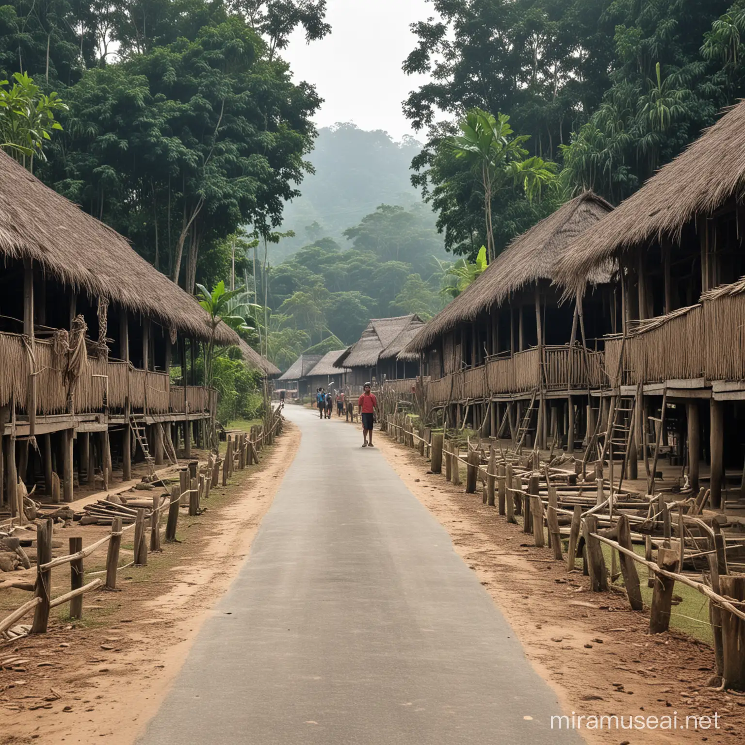 Vibrant Gawai Sarawak Celebration in a Traditional Village Setting