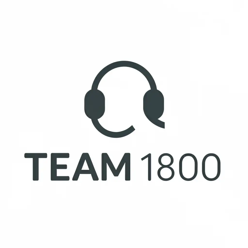 a logo design,with the text "Team 1800", main symbol:call center Headset,Minimalistic,be used in Internet industry,clear background