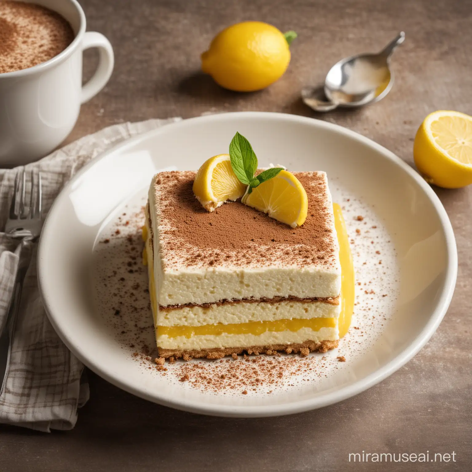 Gourmet Tiramisu au Citron Dessert Photography
