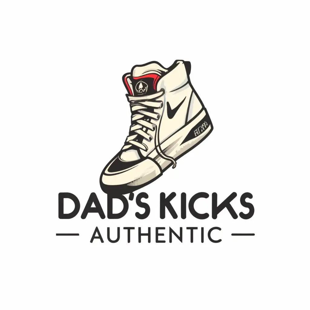 a logo design,with the text 'Dad's Kicks Authentic', main symbol:a sneaker,Moderate, be used in Retail industry, clear background
