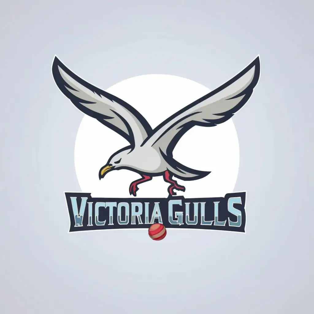 LOGO-Design-For-Victoria-Gulls-Dynamic-Seagull-Cricket-Player-with-Bold-Typography