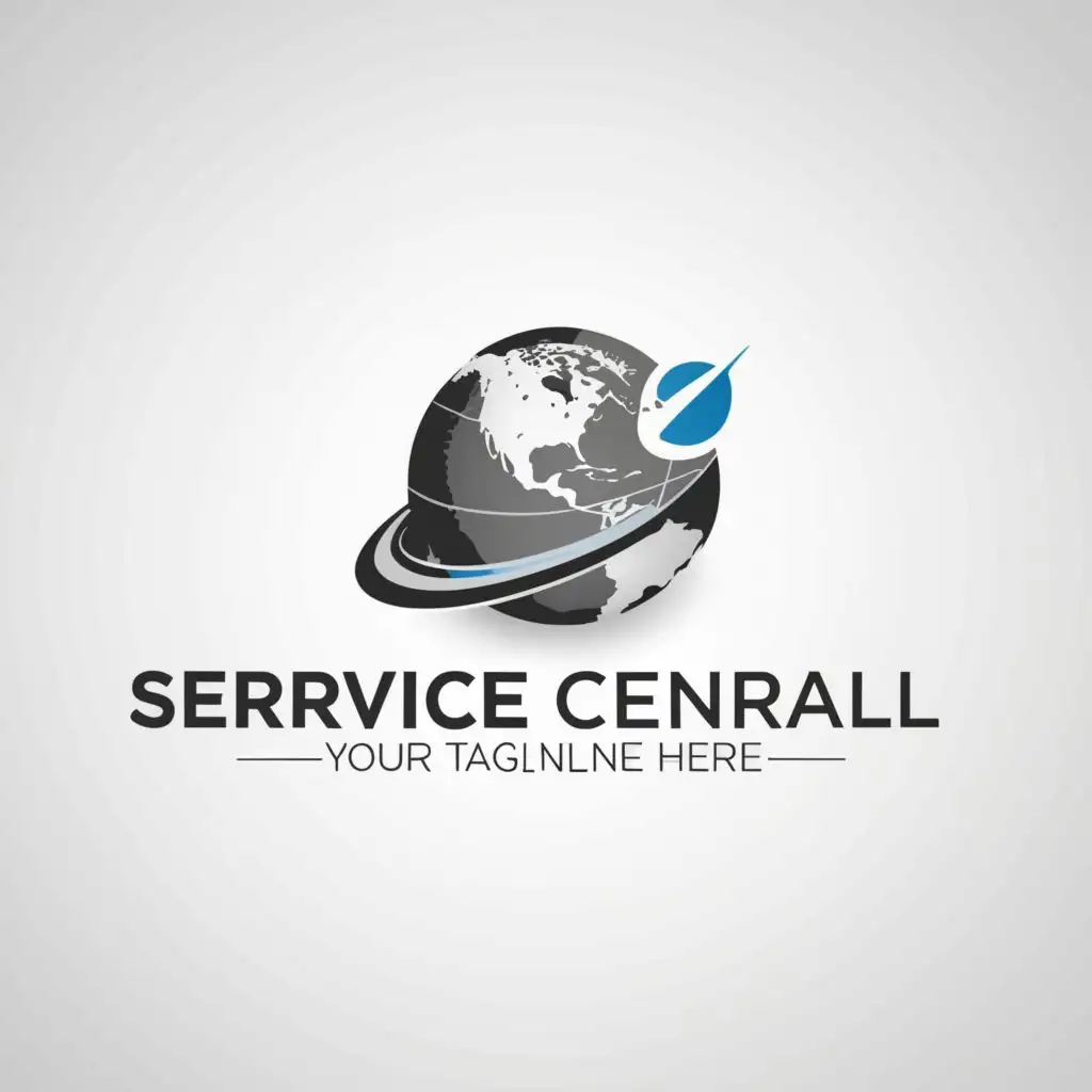 a logo design,with the text "Service Central", main symbol:globe,Minimalistic,clear background