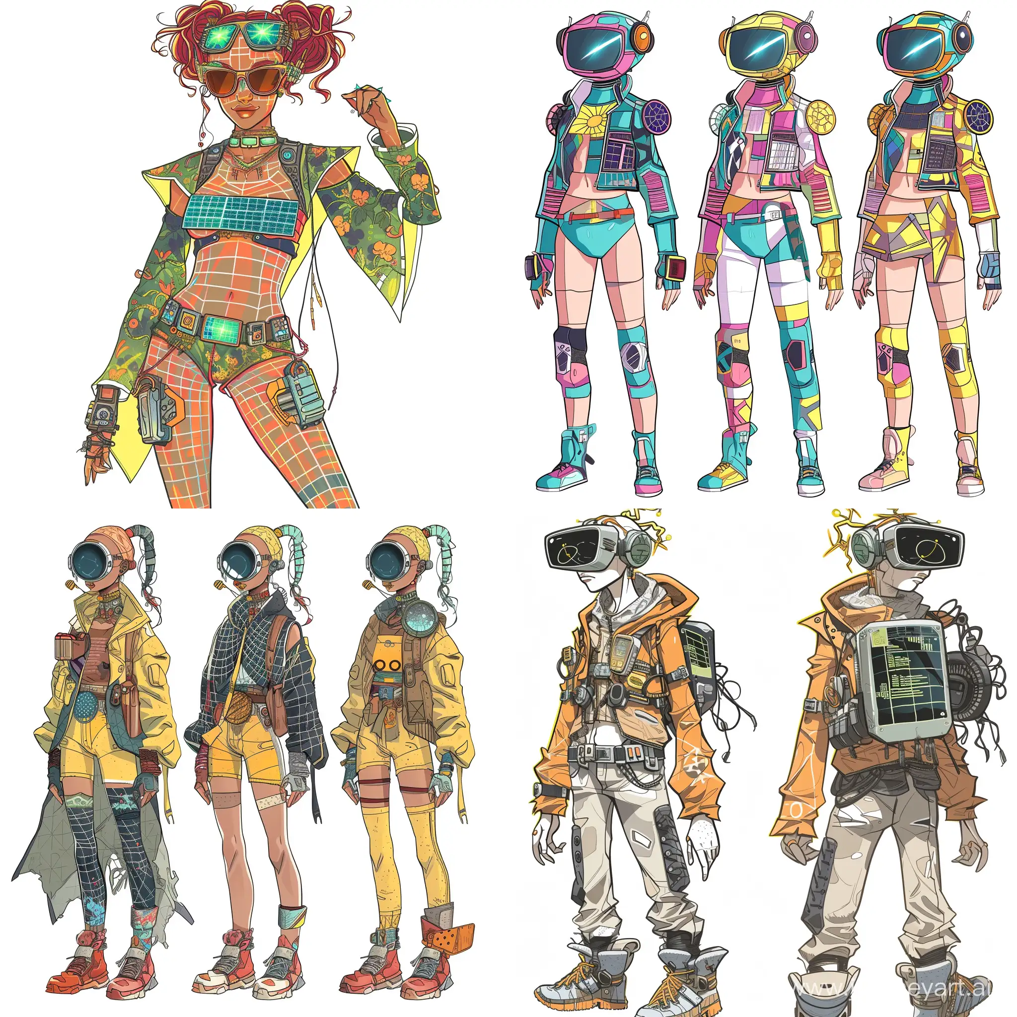 Cartoon solarpunk fashion design
