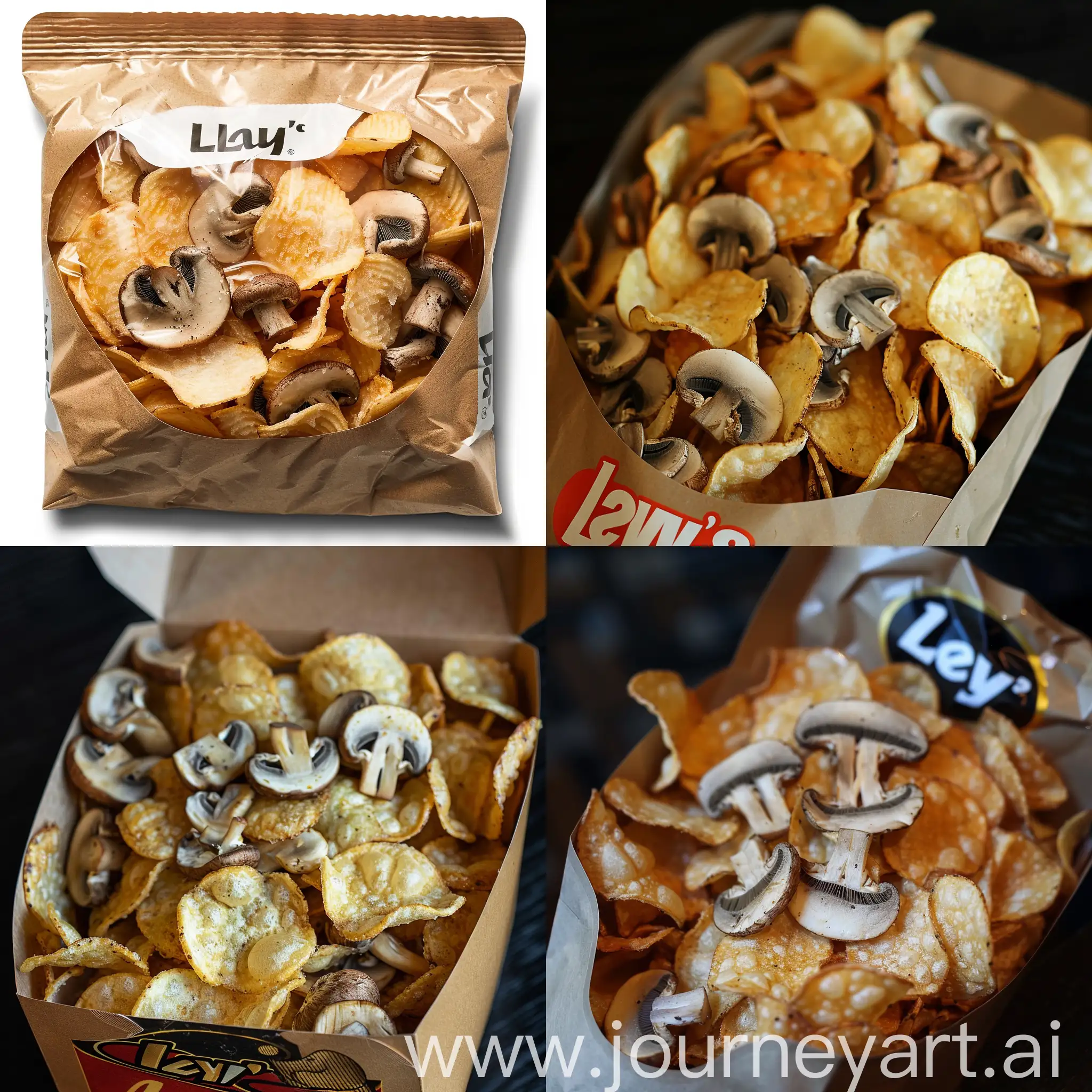 Чипсы Lay's с грибами в коричневой упаковке
