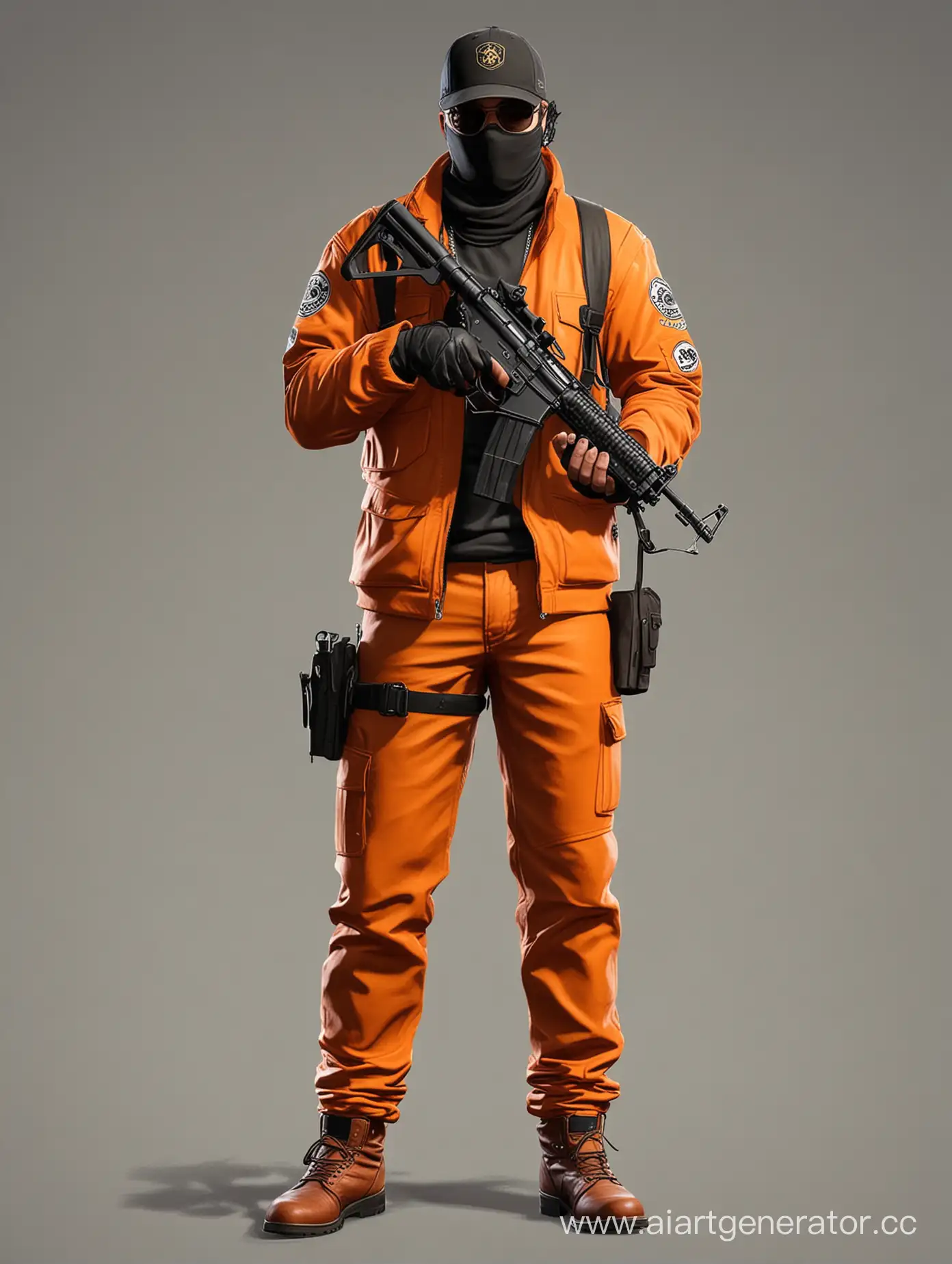 Dynamic-GTA-5-Bandit-in-Vibrant-Orange-Outfit-Wielding-Weapon