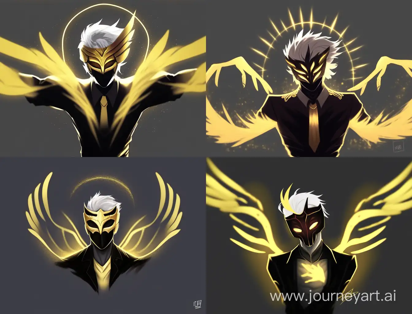 Dark-Fallen-Angel-with-Gold-Mask-Digital-Art