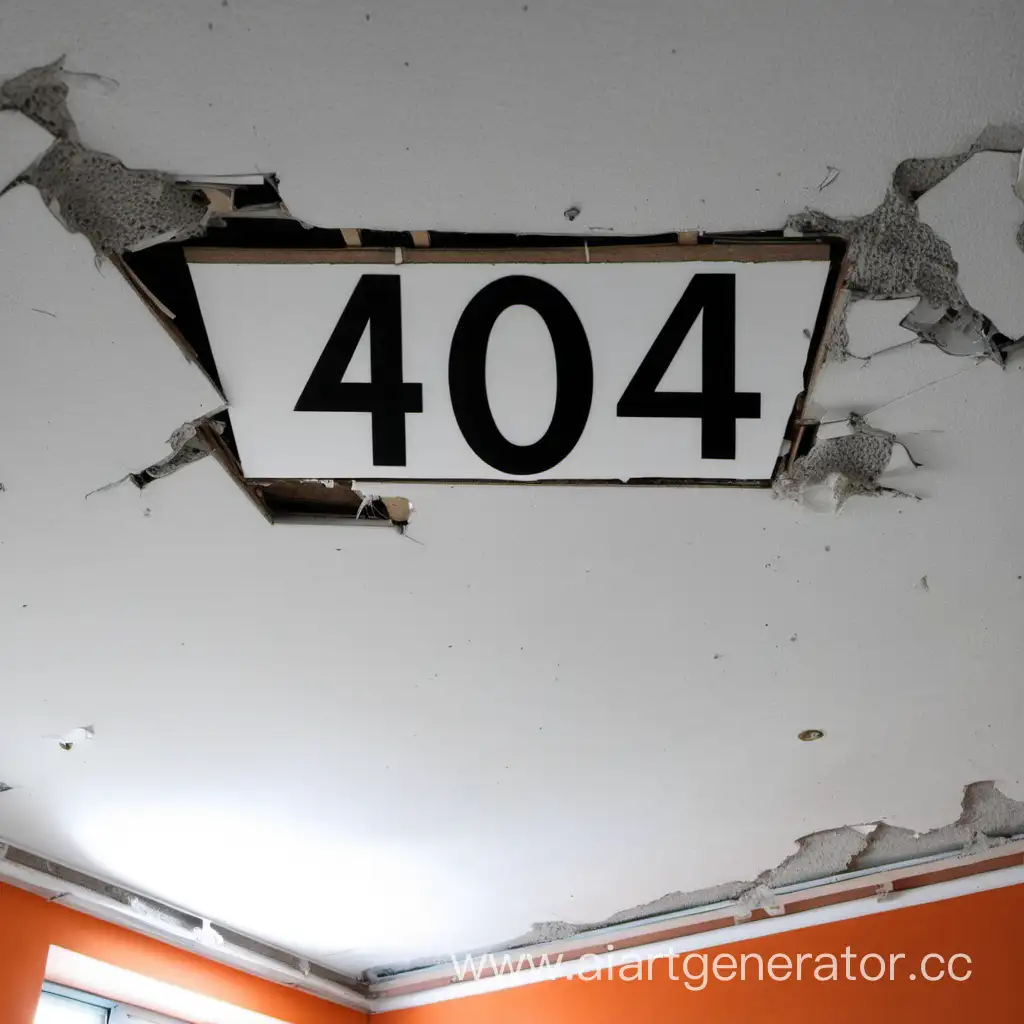 the room is without repair of the ceiling with the inscription 404