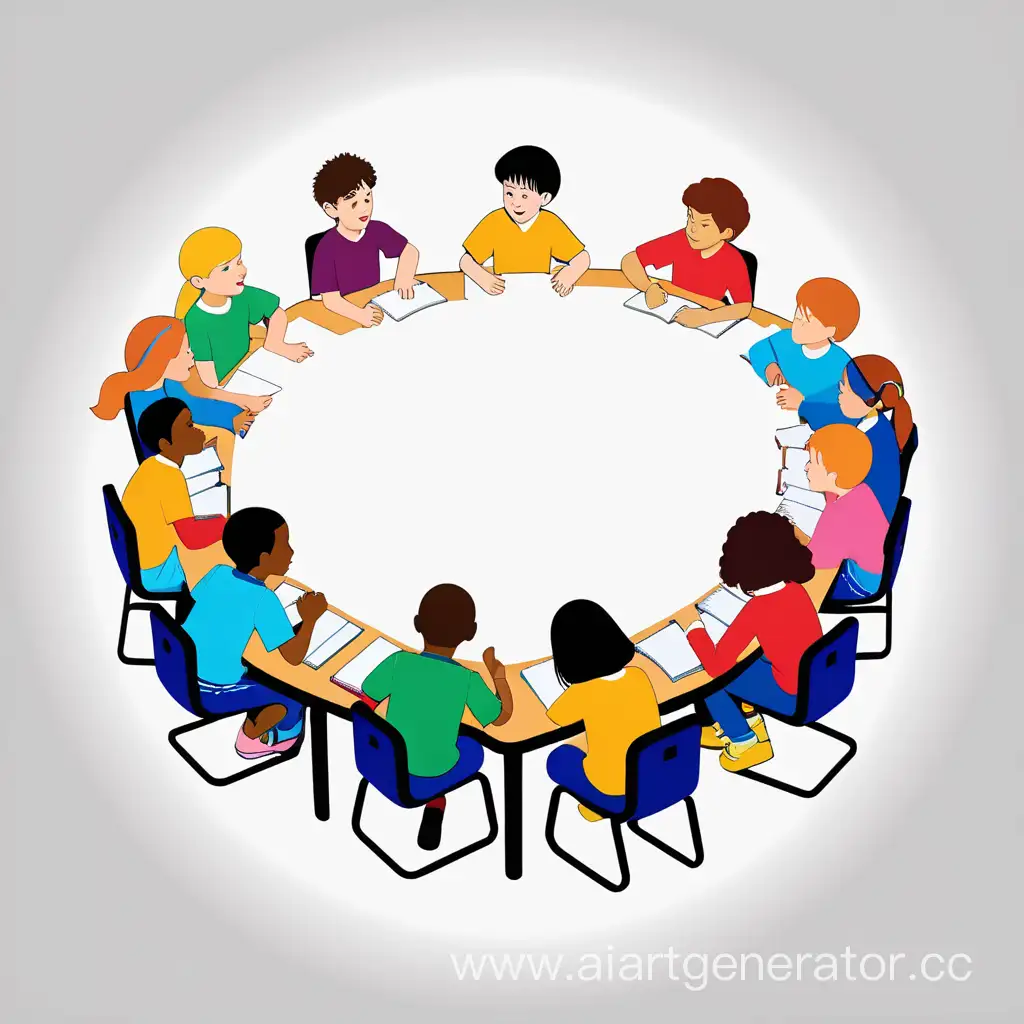 Schoolchildren-Talking-in-Circle-Vector-Logo-Design