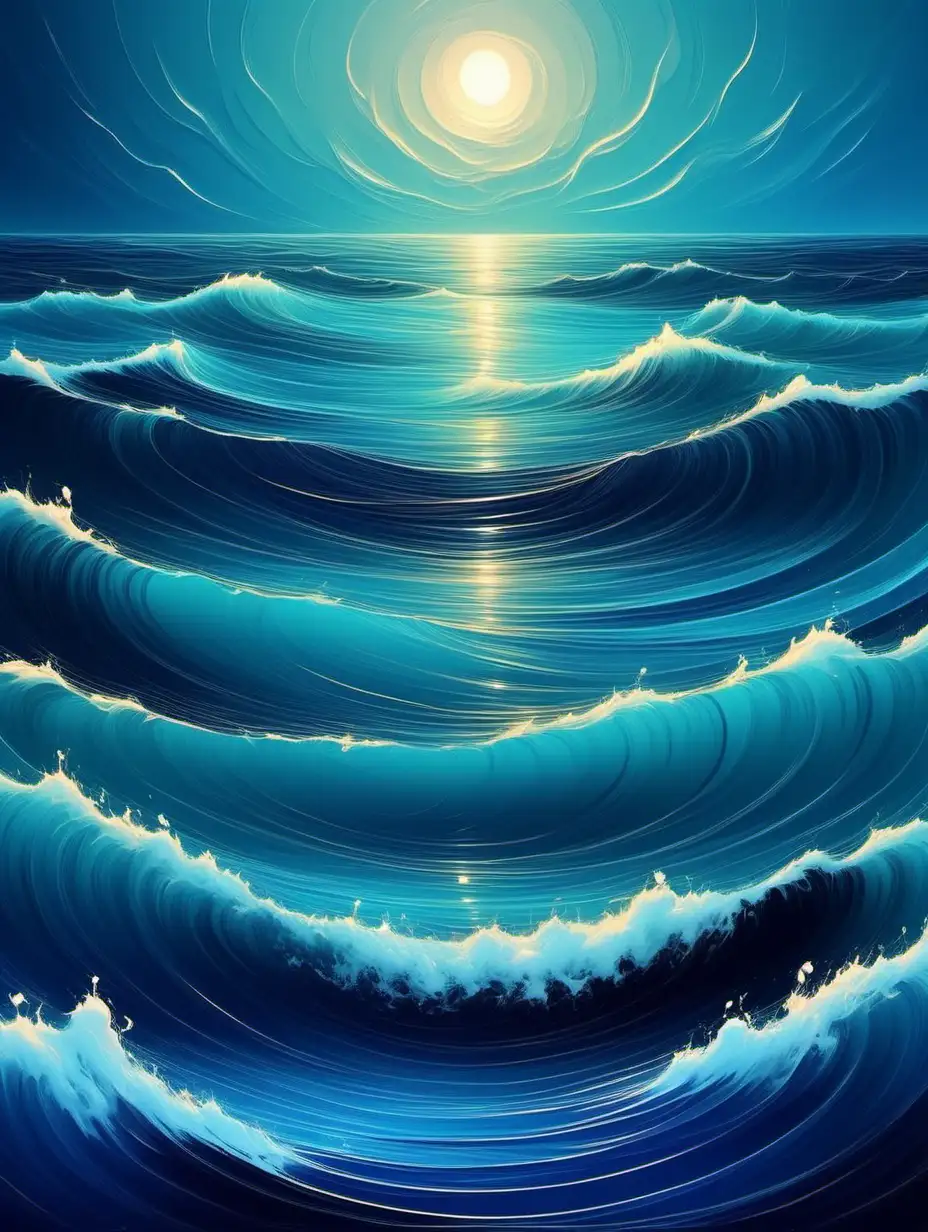 Vibrant Abstract Ocean Scenery with Swirling Colors