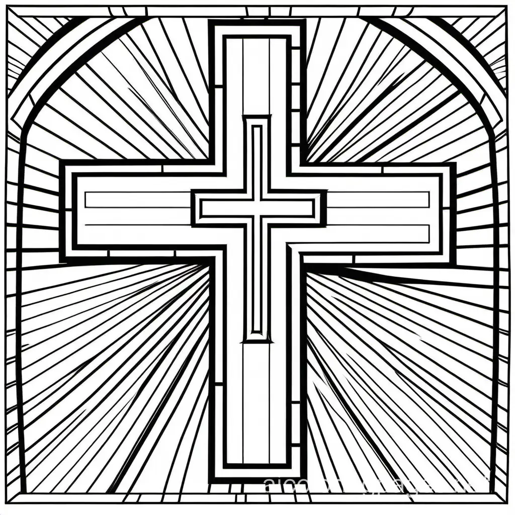 Cross-with-Shaw-Coloring-Page-Simple-Black-and-White-Line-Art-for-Easy-Coloring