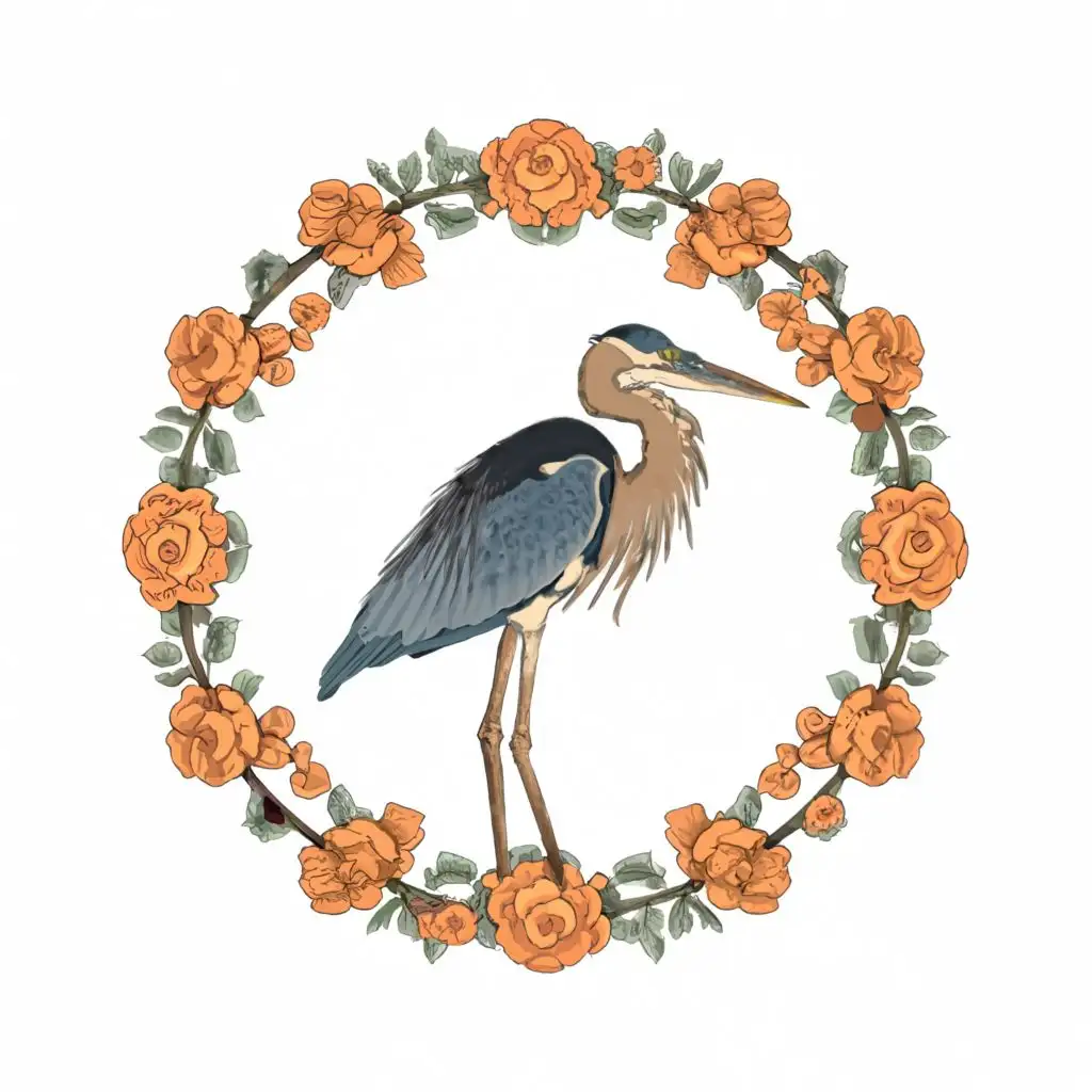 LOGO-Design-for-Jessica-Heron-Images-Elegant-Heron-Bird-and-Floral-Harmony-Typography