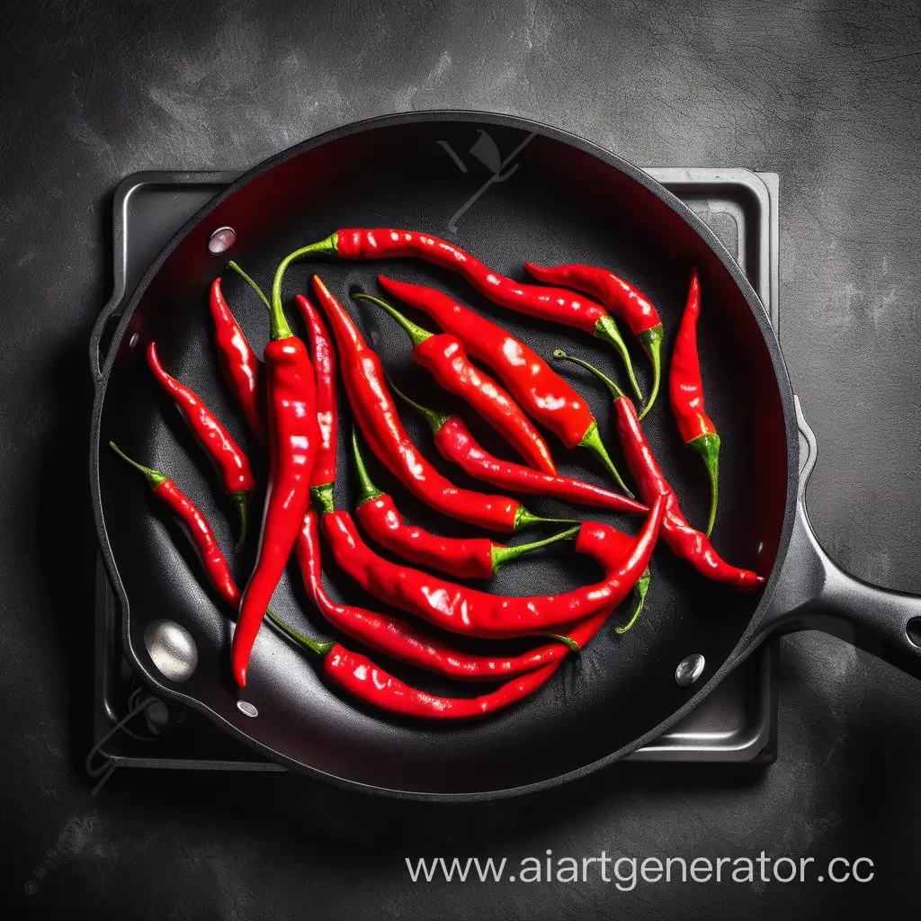 Spicy-Red-Hot-Chili-Peppers-Sizzling-on-a-Frying-Pan