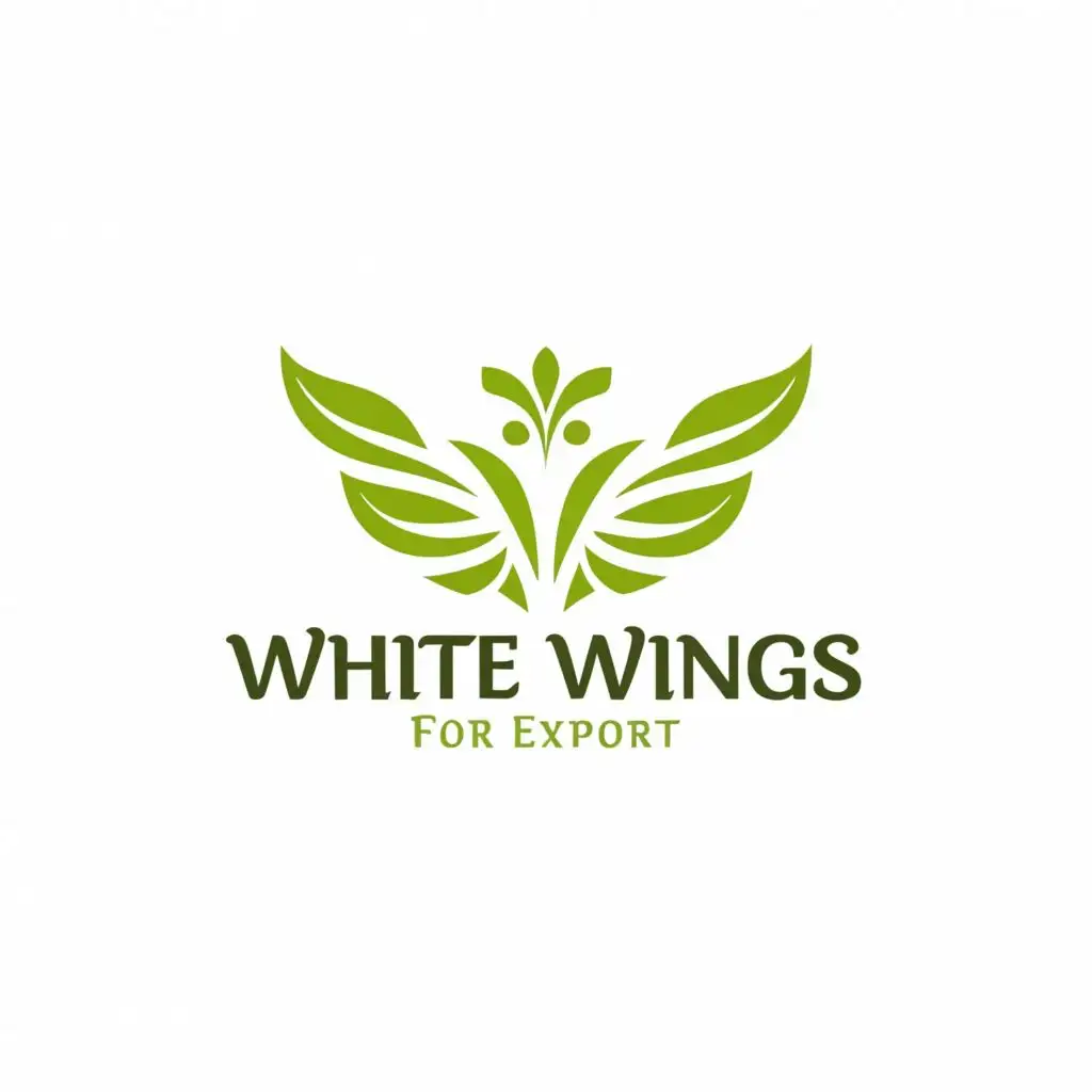 LOGO-Design-For-Organic-Herbs-Export-White-Wings-Typography-in-Natural-Green-Palette