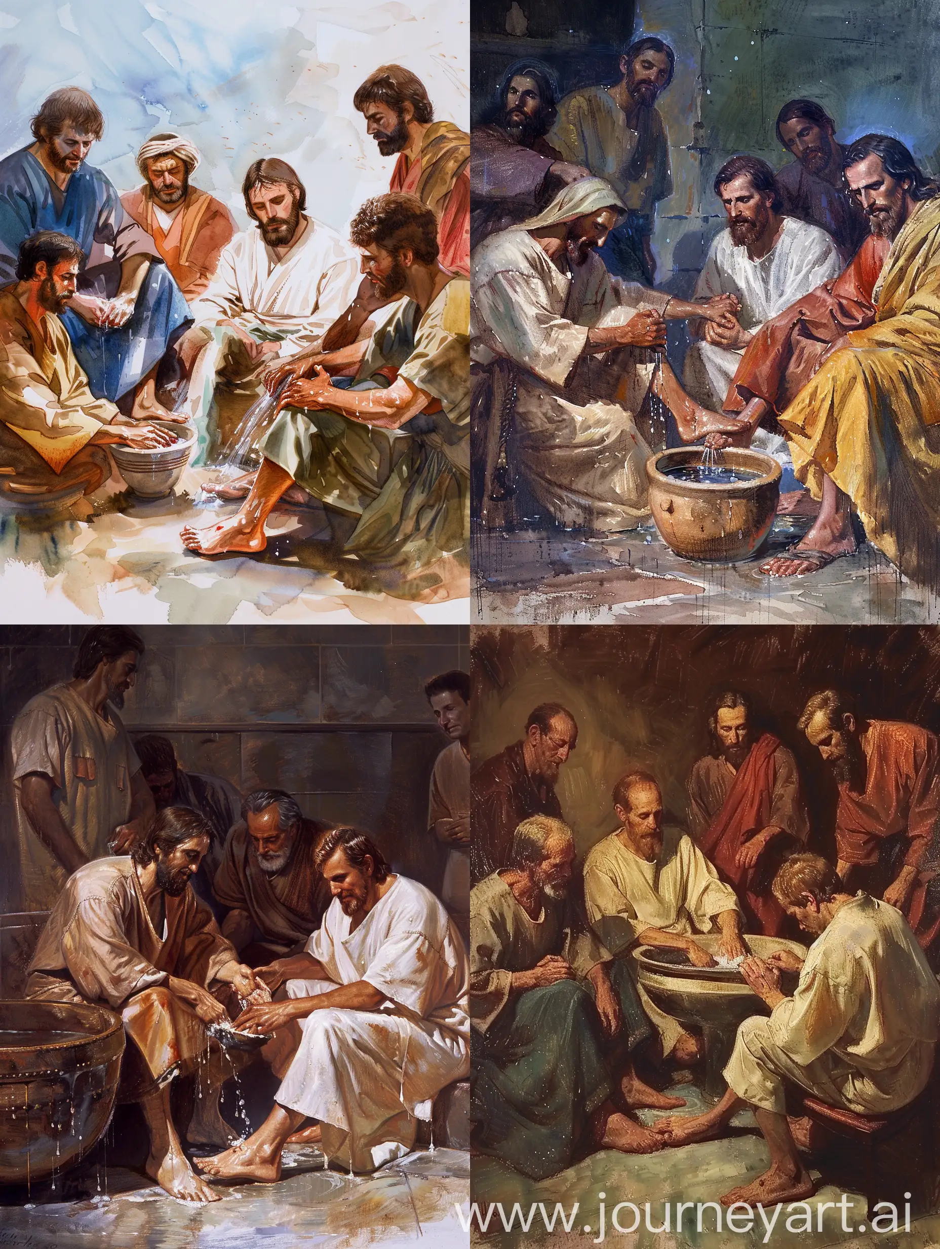 Jesús lavando los pies a sus apóstoles