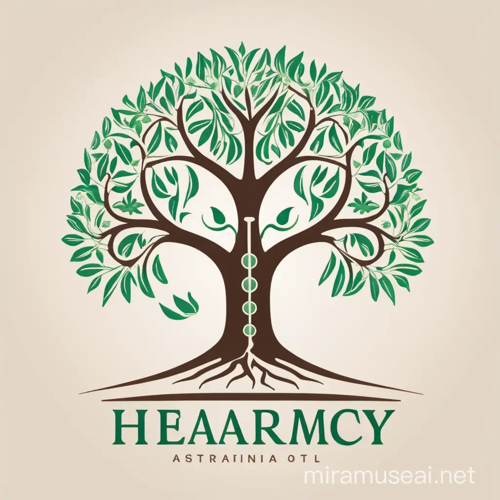 Need an illustrative logo of a mediacal pharmacy with a memorial bottle tree of australia 