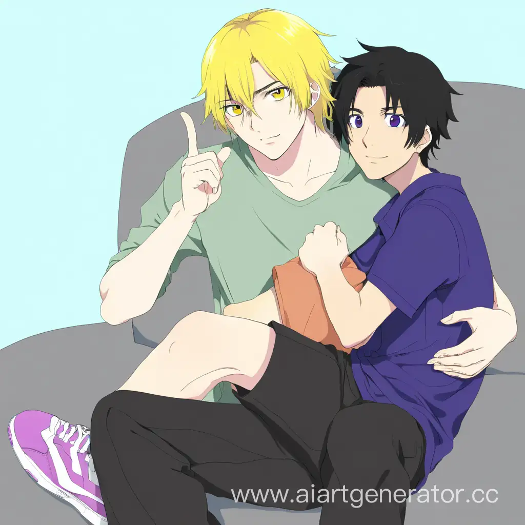 Affectionate-Embrace-YellowHaired-Teen-Embracing-Shorter-BlackHaired-Companion