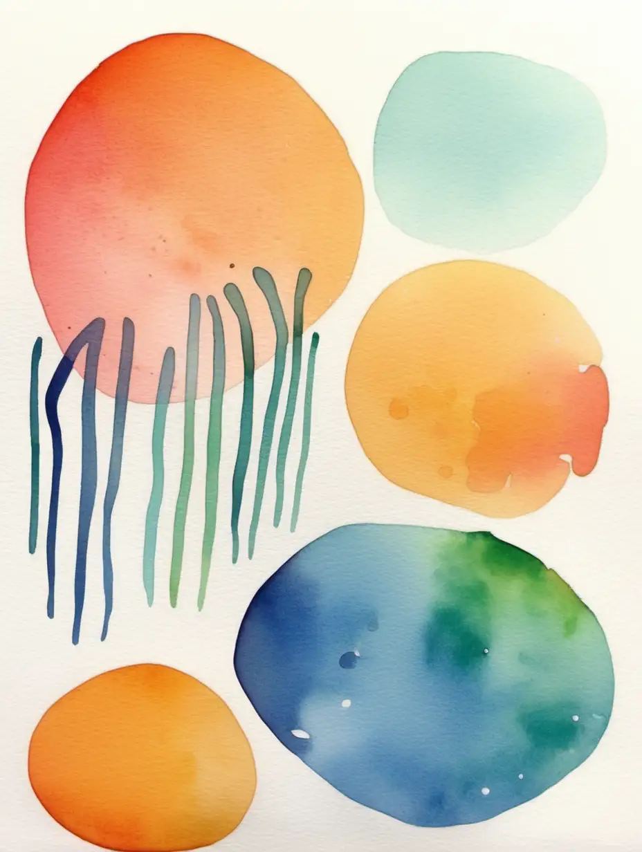 Abstract Watercolor Blobs and Lines Art