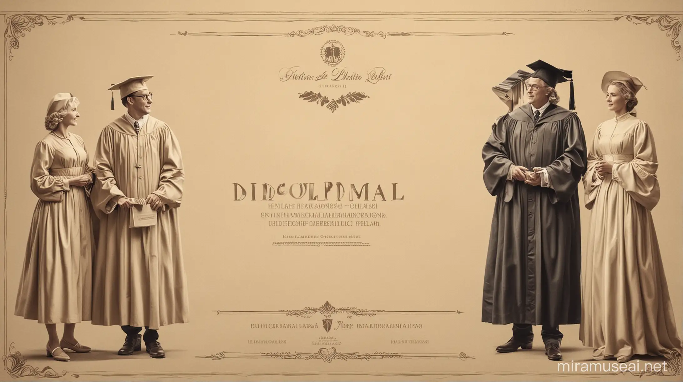 Historical Couples Diploma Display with Minimalistic Background and Bright Aesthetic