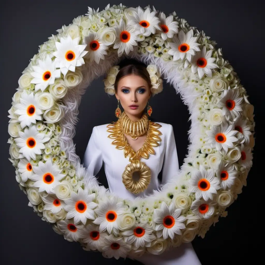 Ukrainian outfits luxurious wreath made of exotic flowers