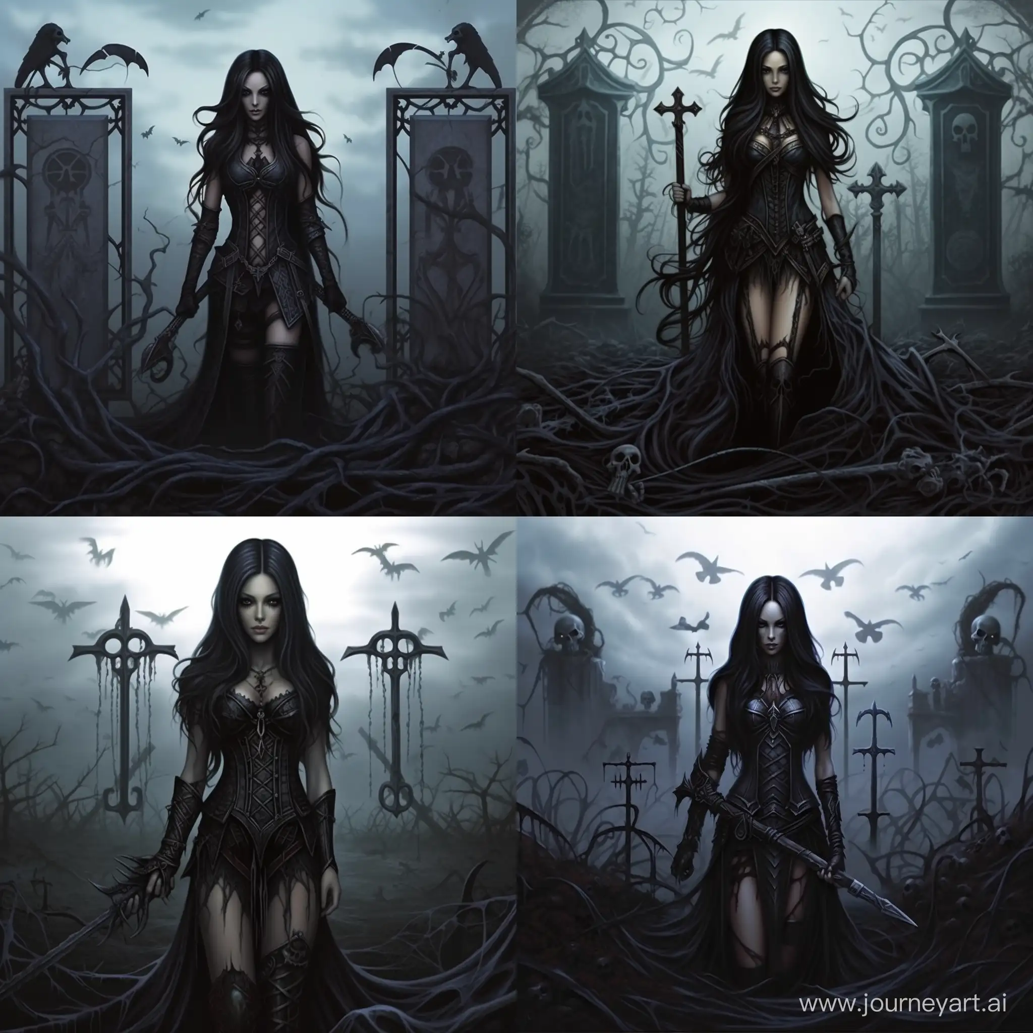 Elegant-Dark-Fantasy-Portrait-Mysterious-Woman-with-Hourglass-and-Pentagram