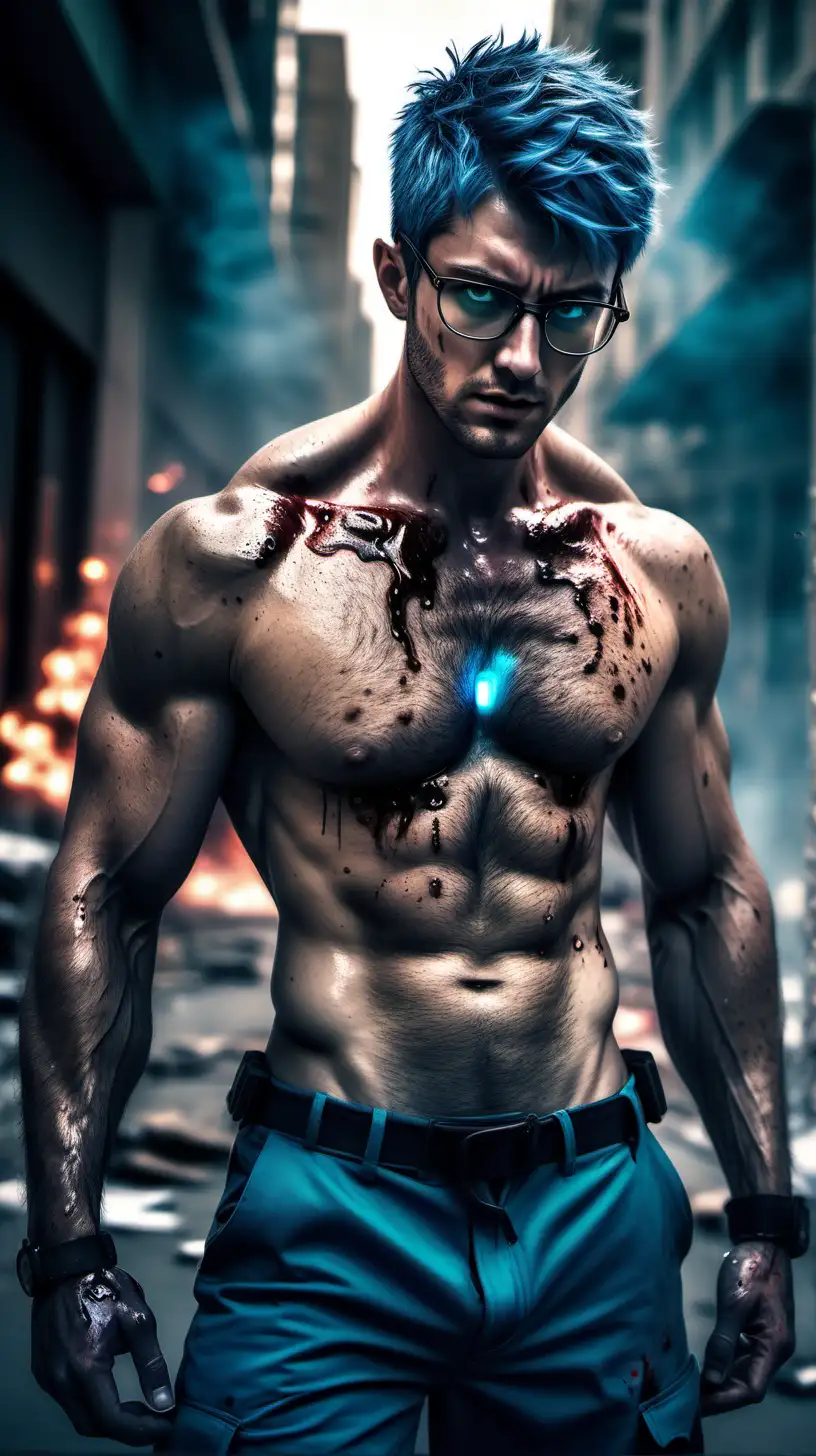 Muscular Android Hero Sacrifices on Burning Streets