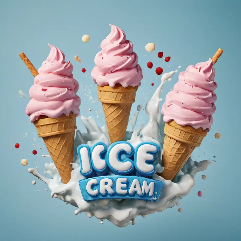 логотип текст  Ice Creem  сделанный из морожена