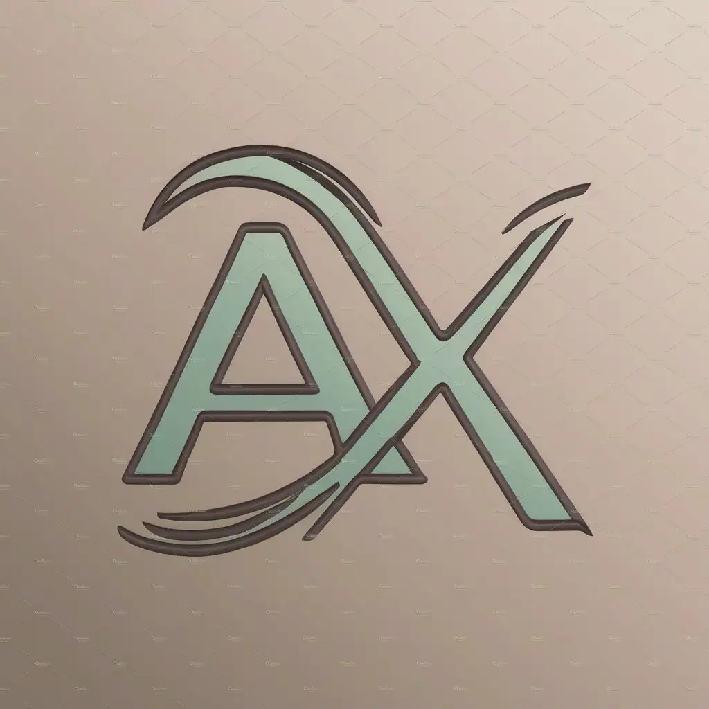Beautiful logo of the letters A X , dark mint color with beige