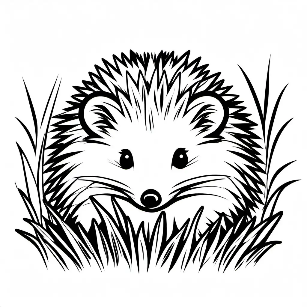 Cute Hedgehog in Grassy Meadow Sketch