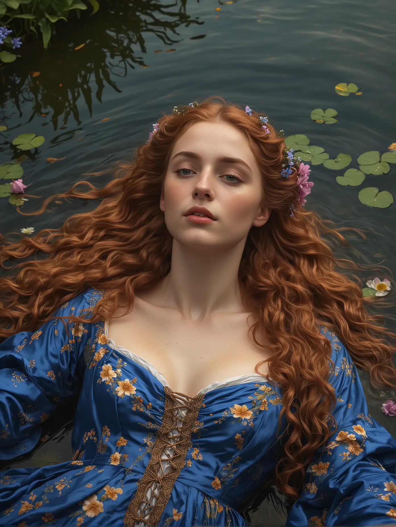 Ethereal Ophelia Inspired by Millais in 8K Resolution