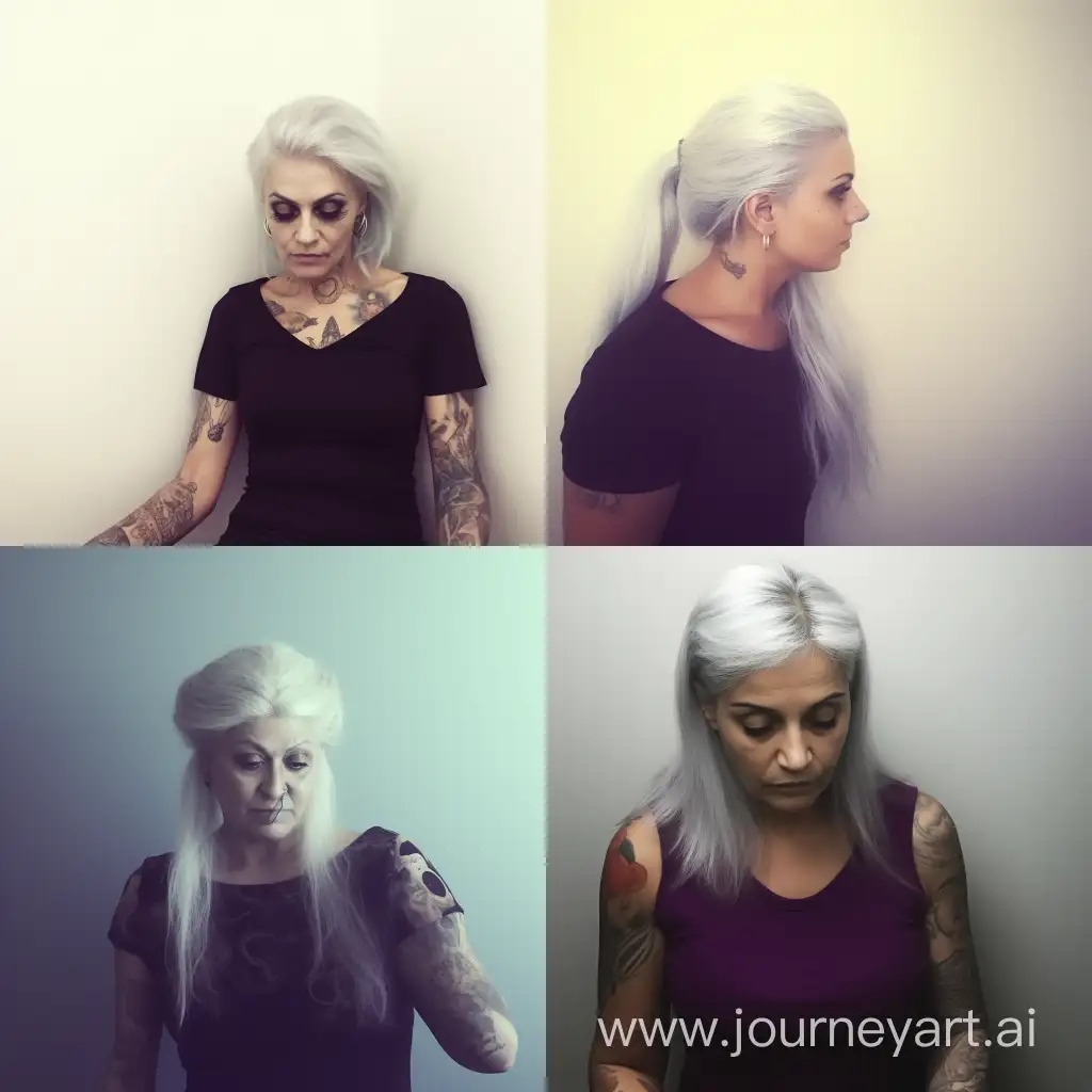 Edgy-Selfie-Tattooed-Woman-with-Silver-Hair-and-Piercings