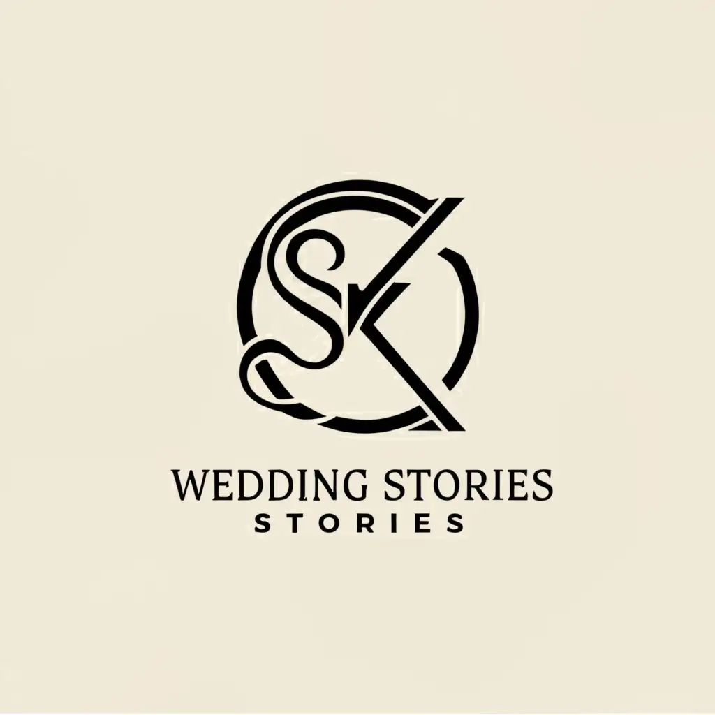 a logo design,with the text "SK Wedding Stories", main symbol:Marriage,Minimalistic,be used in Entertainment industry,clear background