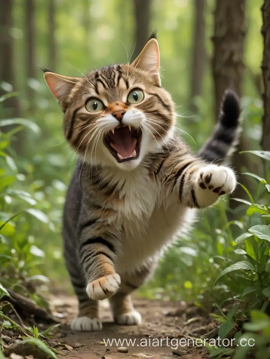 Супер смешная фотка на природе с котом, кот нападает