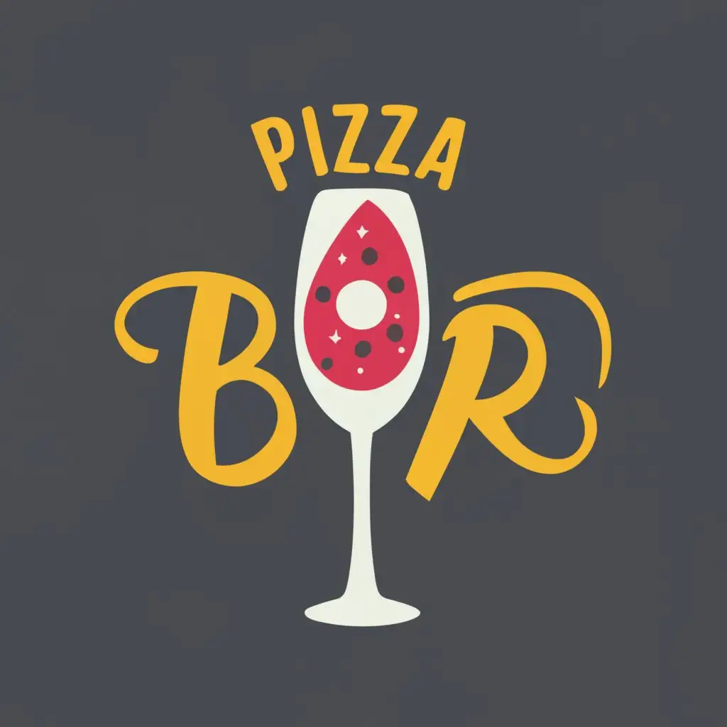 logo, Wine glass, with the text "Pizza bar", typography, be used in Restaurant industry
