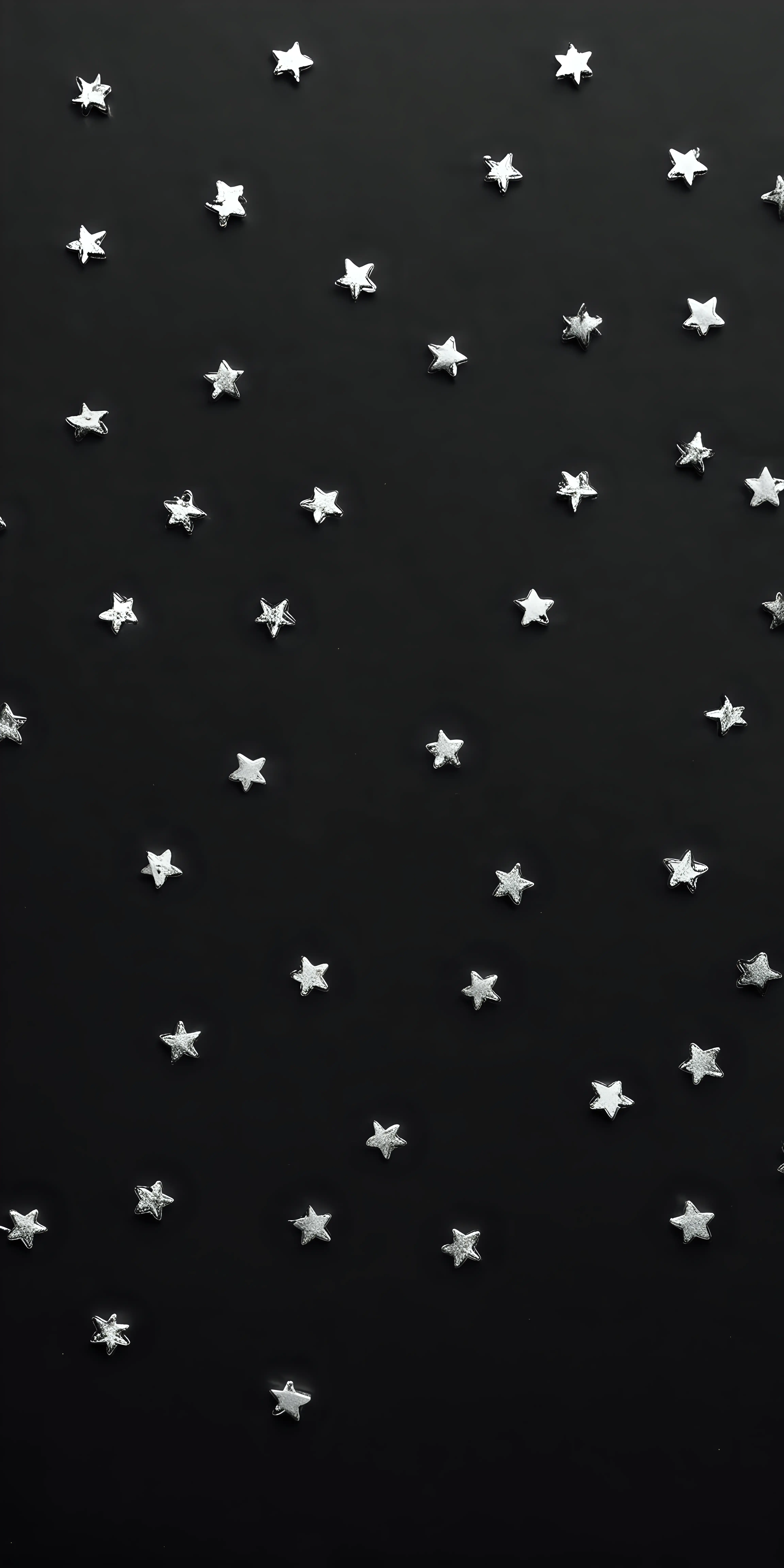 Minimalistic Black Background with Scattered Silver Stars