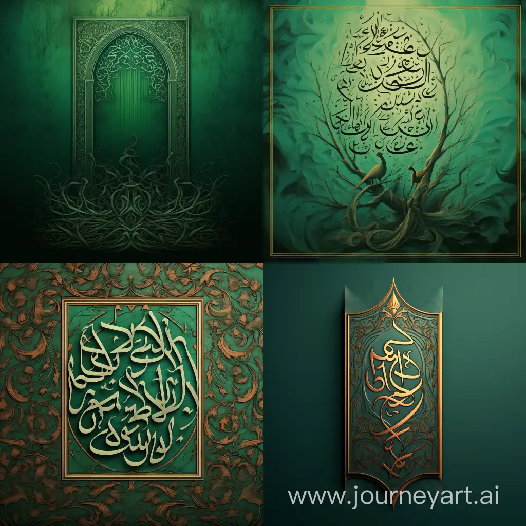 арабская каллиграфия зеленый фон
