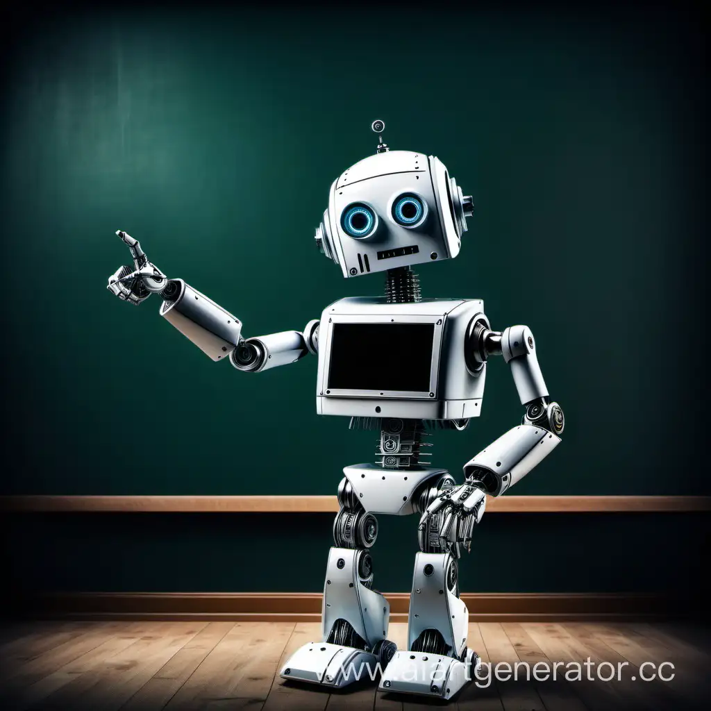 Robot-Pointing-to-Blank-School-Board-for-Classroom-Instruction