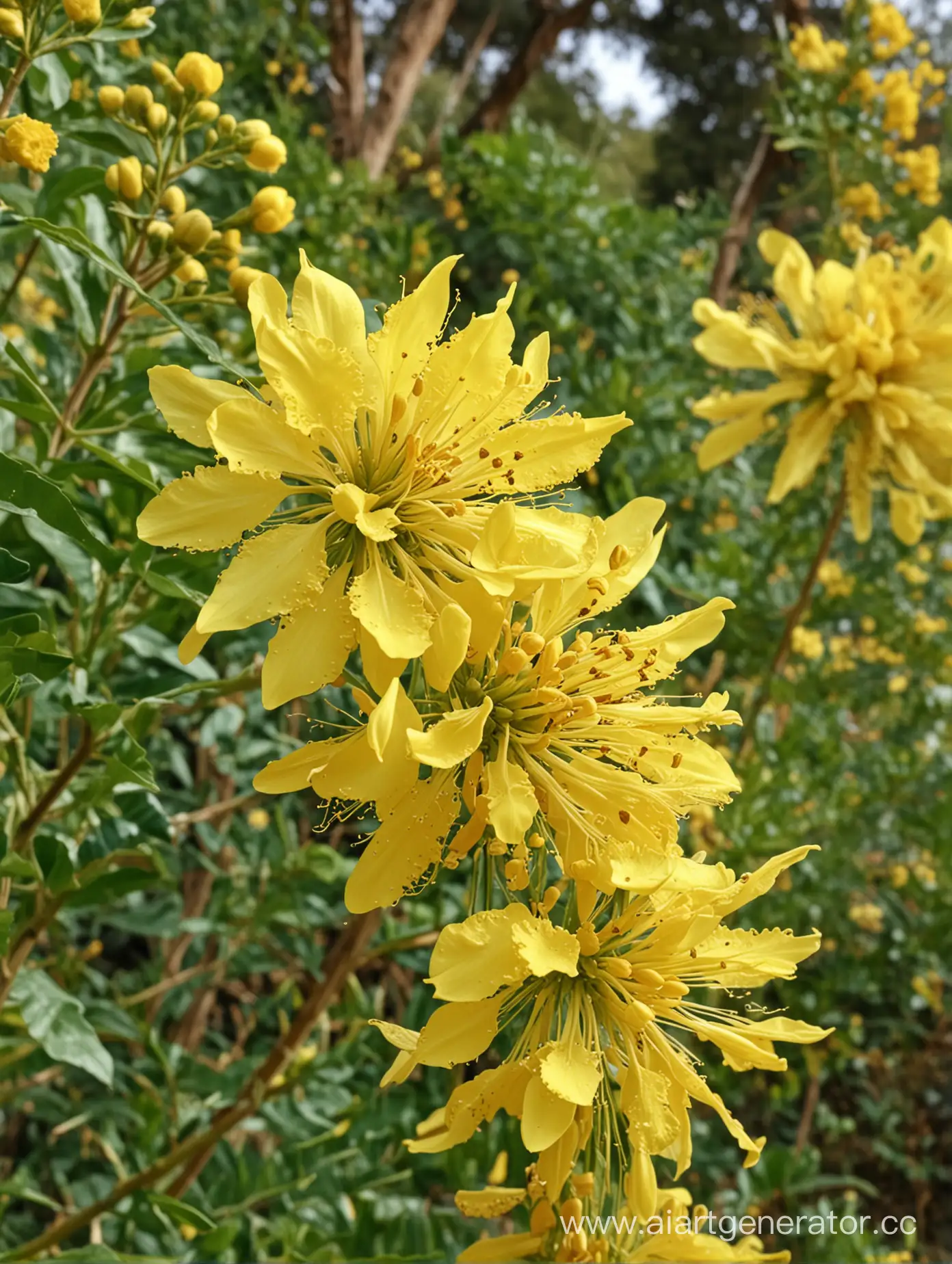 Vibrant-Acacia-Yellow-Flower-Amid-Lush-Greenery-Stunning-CloseUp-Shot-in-8K-Resolution