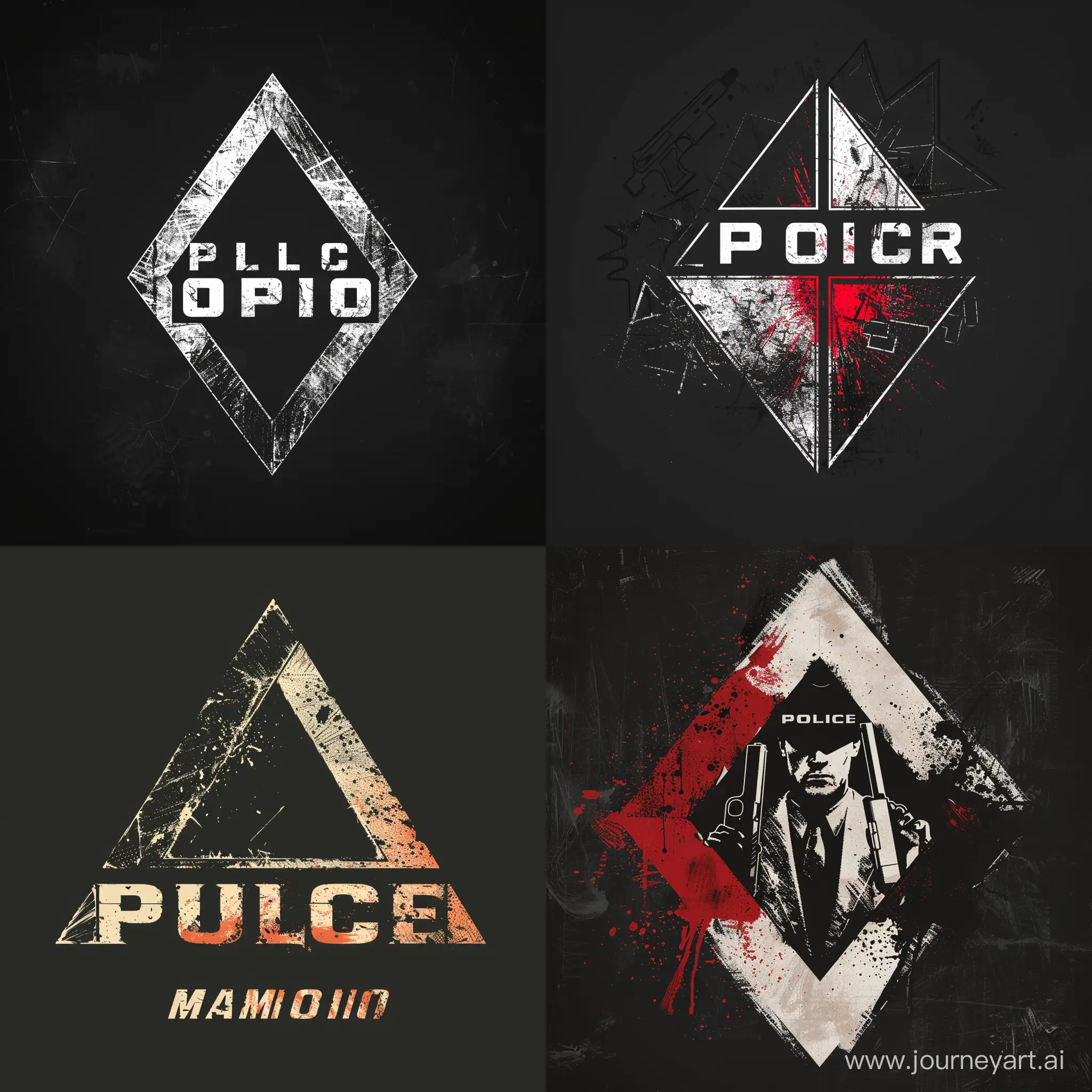 Triangle logo, one side police, one side mafia, one side serial killer
