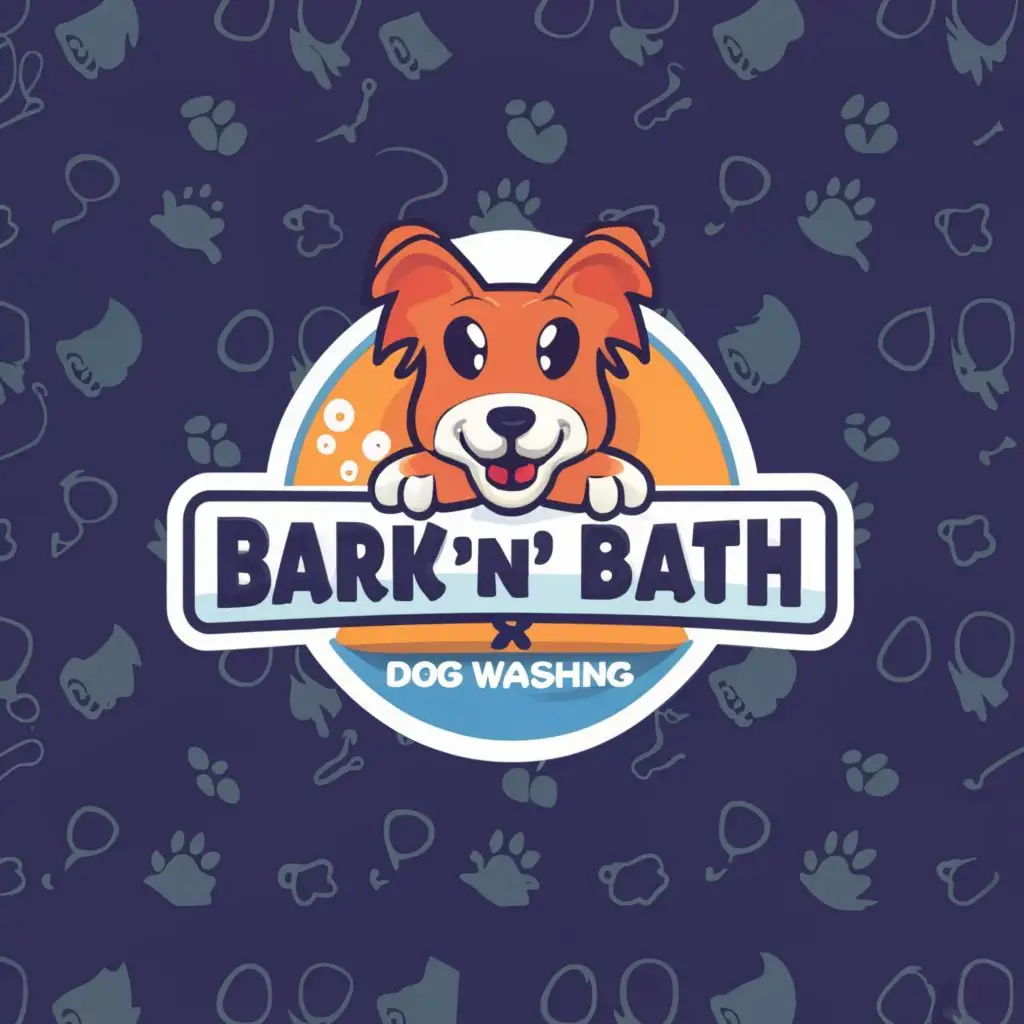 a logo design,with the text "Bark 'n' Bath Dog Washing", main symbol:Dog,Moderate,clear background