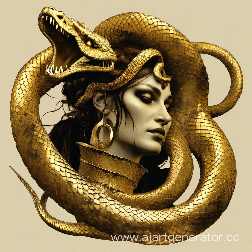 Golden-Scaled-Horned-WomanSnake-in-Gorynovna-Realm