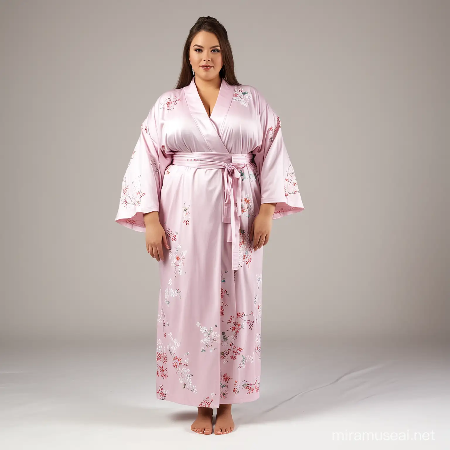Beautiful PlusSize Woman in Elegant Kimono Embracing Traditional Style and Confidence