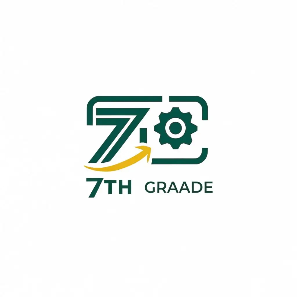 logo, 2 by 4 cm rectangular , , please spell correctly the logo name, white background and engineering theme, with the text "7th Grade", typography, be used in Finance industry