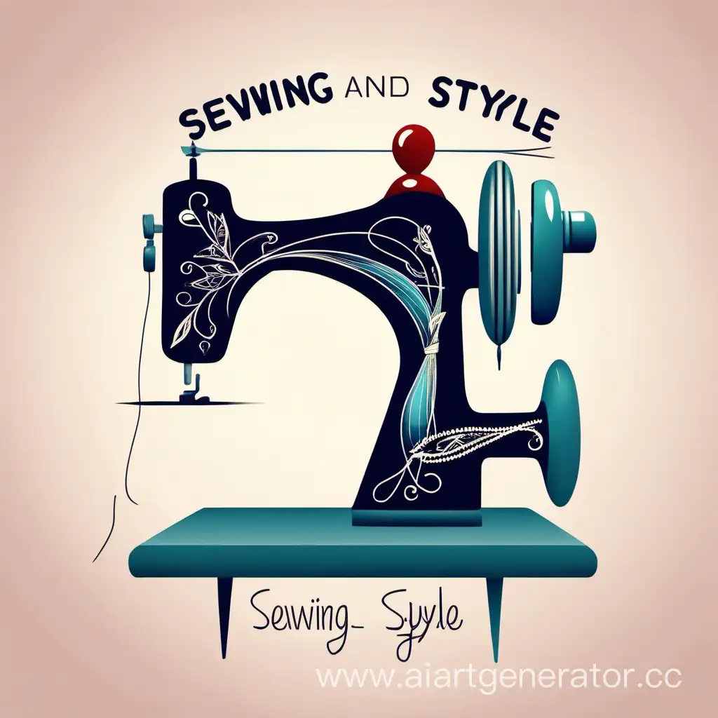 Sewing and style логотип швейная машина манекен, нитка с иголкой 